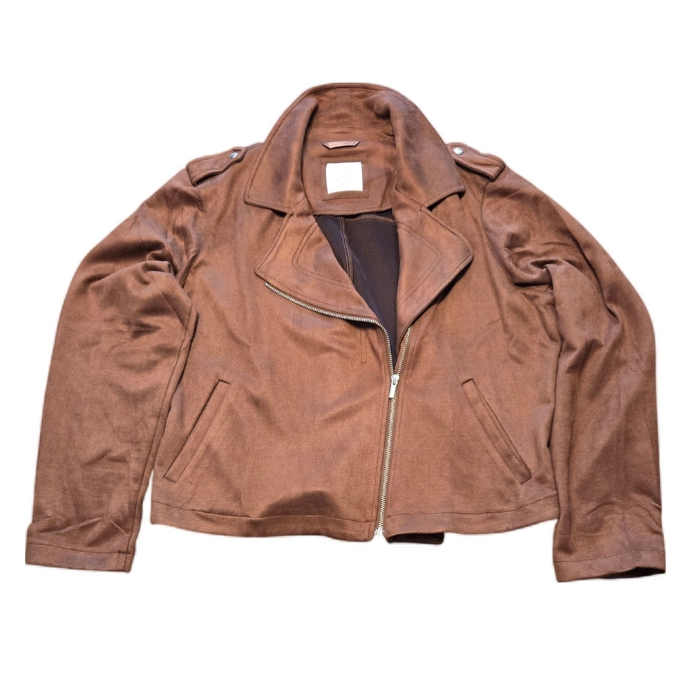 Chic Brown Faux Leather Jacket